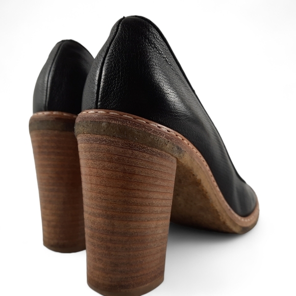 CHLOE Crepe Sole Welted Black Pumps Perforated Rubber Platform Chunky Heel 10 - Picture 8 of 12